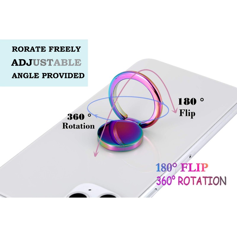 lenoup Rainbow Cell Phone Ring Stand Holder,Multicolor Ring Grip Kickstand,Iridescent