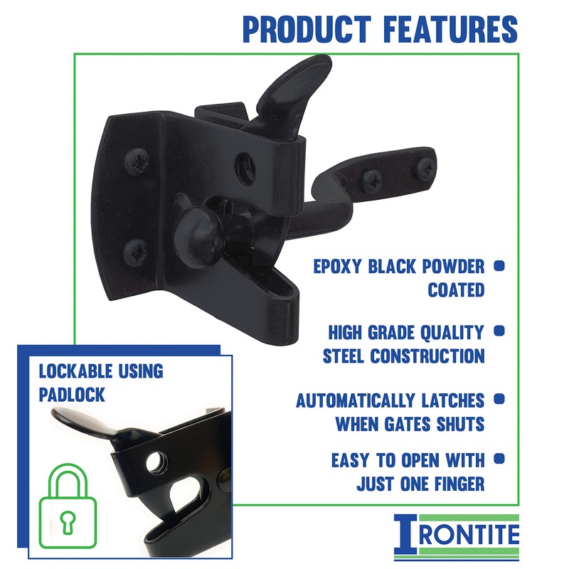 IRONTITE® Auto Gate Latch, Garden Gate Latch for Wooden Gates,