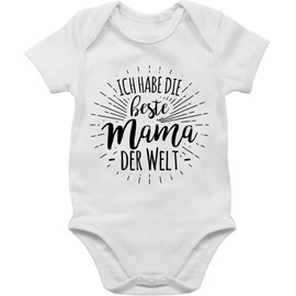 Baby bodysuit, short-sleeved, for boys and girls, with German text "Ich Habe die Beste Mama der Welt" ("I have the best mum in the world”) -