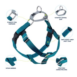 2 Hounds Design Freedom No Pull Dog Harness | Adjustable Gentle Comfortable Control for Easy Dog Walking |for Small Medium and Large Dogs | Made in USA | Leash Included