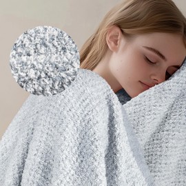 Half-Side Plush Throw Blanket – Ultra Soft Lightweight Cozy Blanket for Couch, Nap, or Travel Cute Blue Throw for Women Girls Mom Ideal Gift for Birthday, Christmas, Mother’s Day