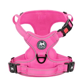 PoyPet No Pull Dog Harness, No Choke Reflective Dog Vest, Adjustable Pet Harnesses with Easy Control Padded Handle for Small Medium Large Dogs(Pink Matching Trim,XS)