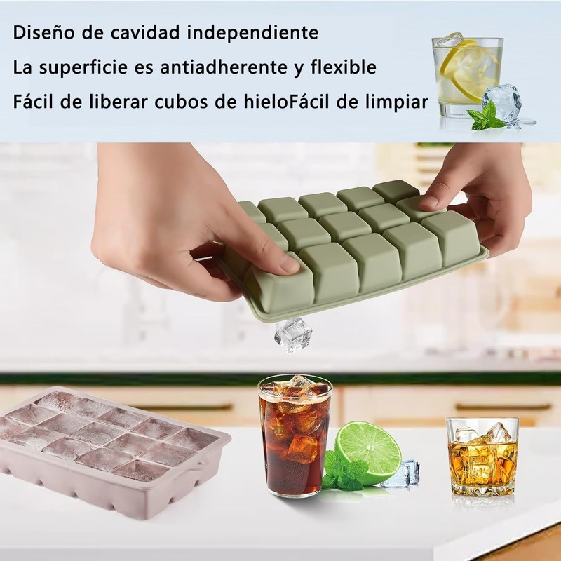 3 PCS Cubitera de silicona, Bandejas de Silicona para Cubitos