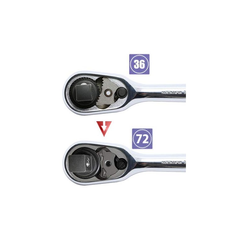 Ko-ken 3725RK-2 3/8" sq. Z-EAL 72 Gear Teeth Ratchet Handle