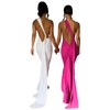 Women's Sexy One Shoulder Backless Maxi Dress Elegant Ruched O