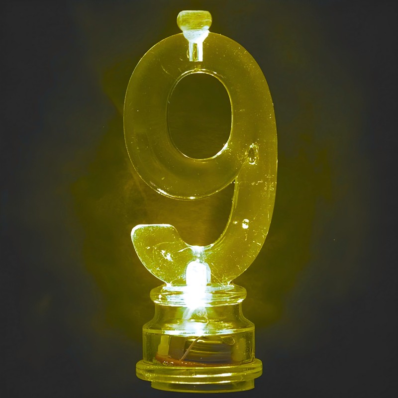 Green Plastic Number 9 Flashing Candle Holder With Birthday Candle