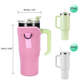 sourcing map Water Bottle Carrier Bag for 30oz 40oz Tumbler Cup, Water Bottle Holder with Adjustable Shoulder Strap, Crossbody Sling Bag for Hiking Camping Pink