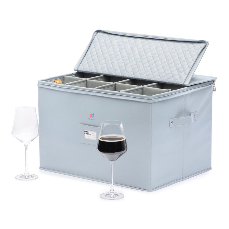 MOJECTO Extra Large Tall Hard Stemware Storage Box (20x15.5x13.2 In).