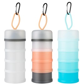 Ysglory 3 Packs Protein Powder Storage Container 4 Stackable Formula Dispenser Portable Protein Powder Travel Container Milk Powder Container to Go for Workout, Fitness, Travel (Pink,White,Blue)