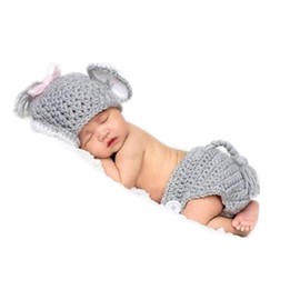 Coberllus Newborn Photography Props Outfits, Baby Boys Girls Photo Props Little Elephant Hat Shorts Set (Pink)