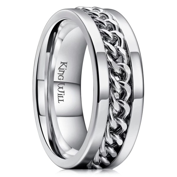 King Will 8mm Silver Spinner Ring Stainless Steel Fidget Ring