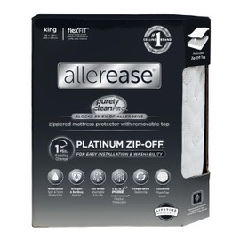 AllerEase Platinum Zip-Off Top Waterproof Mattress Protector King Size 360 Degree Zipper Allergen Barrier Temperature Balancing Luxurious Plush Top Separately Machine Washable Mattress Cover (White)