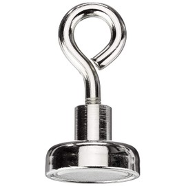 Neodymium Clamping Magnet with M5 Eyebolt for Hanging, Holding or Displaying Items - 25mm Diameter x 36mm High - 20kg Pull
