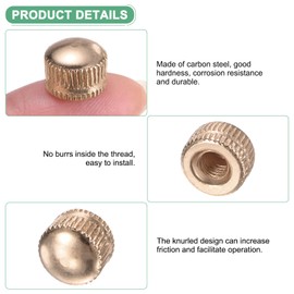 M METERXITY 25-Pack Threaded Cap Nuts, M5x11mm Screw Caps for Light Fixture, Female Knurled Knob Nut for Ceiling Light Cover Replacement/Decorative Lamp Parts, Acorn Screw Top [Gold Tone]
