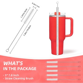 Stainless Steel Cleaning Brushes for Reusable Drinking Straws, 5 Pack, Flexible Long Wire Bristle Cleaners for Drinking Straws Tumbler, Water Bottle, Sippy Cups, Pipes
