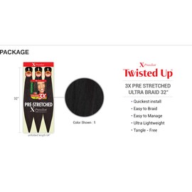 Sun Taiyang Outre Synthetic Pre Stretched ULTRA BRAID - XPRESSION 3X 32'' (Color:2 Dark Brown), 7.6 ounces