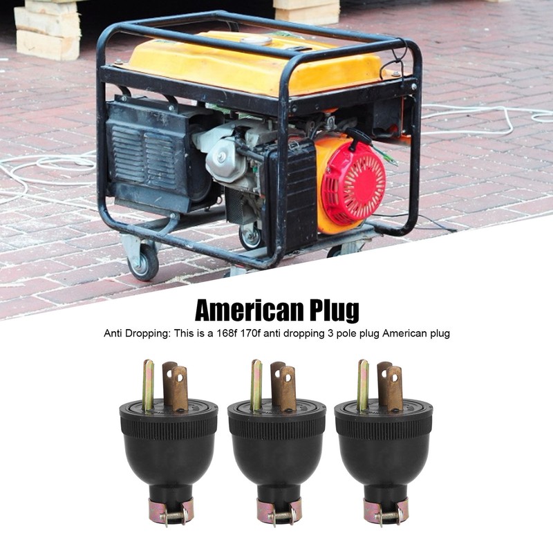 3Pcs American 3 Pole Plugs Compact Plastic Anti Loose Portable