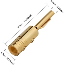 Monosaudio Banana Plugs 4 mm High End Gold-Plated Pure Copper Banana Plugs Screwable HiFi Speaker Cable Connector for Wall Plate Home Cinema Plug Pack of 4