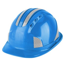 Construction Site Protective Cap Ventilate ABS Hard Hat Reflective Stripe Safety Helmet (Blue)