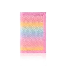 Nitort Wallet,RFID Trifold Canvas Outdoor Sports Wallets for Kid,Lovely and Novelty Wallet with Zipper for Kids- Front Pocket Wallet with Magic Sticker(Rainbow Bling KW05)