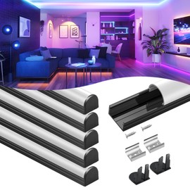 VST 6Pack 3.3FT/1M Excellent Spotless LED Channel System with Milky White Cover Black Aluminum U Shape LED Channel for LED Strip Lights
