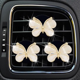 3 Pcs Butterfly Air Vent Clips,Car Air Fresheners Vent Clips Long Lasting Car Diffuser Interior Decor Charm Car Decoration Cute Accessories for Women Girls,Automotive Air Fresheners (White, 1)