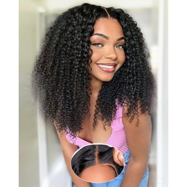 Wonder Girl Kinkycurly Wig Human Hair 200 Density HD Lace 9x6 Afro Kinky Curly Ready to Wear Glueless Wigs Human Hair Pre Plucked Pre Cut with Baby Hair Glueless Wig for Black Women 18 Inch