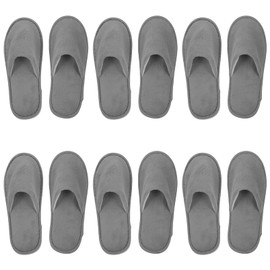 Ciieeo 6pairs Coral Fleece Reusable Slippers for Home Hotel and Spa Non- Lightweight Grey Soft and Breathable for During Travel Home