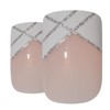 Bling Art False Nails French Manicure Gel Glitter Flower Glossy