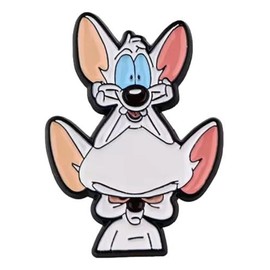 Pinky Cartoon With the Brain 1.5 Inches Tall Metal Enamel Pin