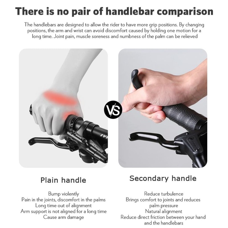 Yakamoz 2Pcs Mountain Bike Thumb Grips, Bicycle Ergonomic Designs Handlebar