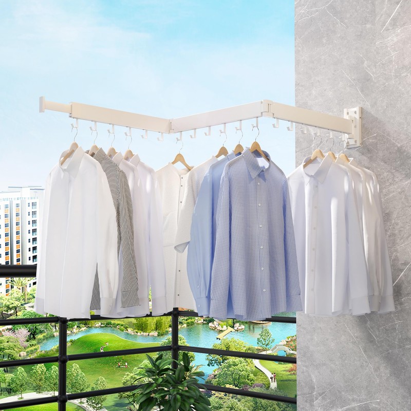 ZdwCyl Clothes Drying Rack,Laundry Space Saver Wall Mounted,Retractable,Collapsible(Tri-Fold), White Color