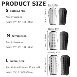 2 Pairs Soccer Shin Guards & 2 Pairs Soccer Socks for Adults and Teenagers, Protective Gear Soccer Equipment for Kids, Boys, Girls (Large Size, White & White)