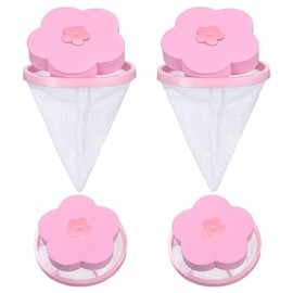 4pcs-Reusable Household Filter Washer Trap Net Pouch,pet Hair Remover for Laundry,lint Catcher for Washing Machine,Dog Hair Remover Washing Machine lint Traps,Laundry pet Hair Catcher(Pink