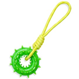 YXYANI Durable Dog Chew Toy – Tough Rubber and Rope Tug Toy with Squeaker, Interactive Training and Fetch Toy for Aggressive Chewers, Medium and Large Dogs, Heavy Duty Tug-of-War (Round Ball)