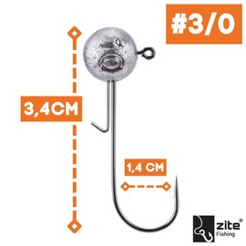 Zite Fishing Jig Head Assortment 3/0 Different Weights 5-25 g for Perch to Zander Predator Fish (5, grams)