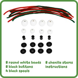 READY 2 LEARN Christmas Crafts | Create Your Own Bead Snowmen | Set of 4 | DIY Ornaments for Kids | Christmas Tree Decoration | All Materials Included