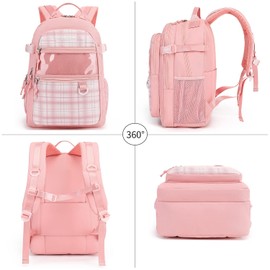 Kalesi Laptop Backpack School College or Work Bookbag, Large Anti Theft Travel Bag, 15.6-Inch Daypack for Men & Women Teens (Light pink)