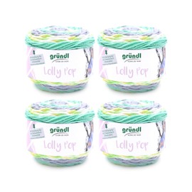 Gründl Lolly Pop Crochet and Knitting Yarn (Wool-Like and Washable Universal Yarn, 100% Polyacrylic, 150 g/240 m, Needle Size: 5-6, 4 - 150 g), Lemon-Lime-Tin-White Colour