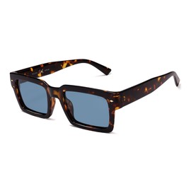 SOJOS Classic Retro Square Polarized Sunglasses Womens Mens, 80s 90s Trendy Rectangle Shades SJ2393, Dark Tortoise/Greyish Blue Tint