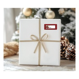 60 Old red truck plaid Christmas gift tags labels, stickers