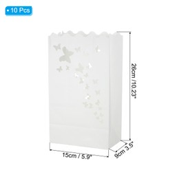 MECCANIXITY White Paper Luminary Bags, 20 Pcs Butterfly Shape Flame Resistant Lantern Candle Bags for Christmas Weddings Birthday Party Decoration