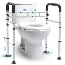 Careboda Toilet Safety Frame Rails, Toilet Handles for The Elderly Disabled, Adjustable, Stand Alone Non-Slip Toilet Frame, Removable Folding Handrails, Fits Most Toilet Seats, 400lbs Capacity