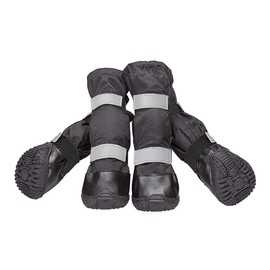 Billionchains 4 PCS Dog Boots Waterproof Dog Shoes with Reflective, Anti-Slip Pet Paw Protectors for Snowy, Rainy and Hot Pavement, Black, X-Small