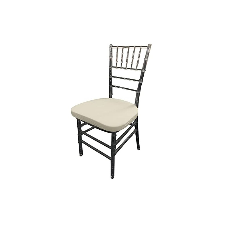 LA Linen Pack-4 Spandex Chiavari Chair Cushion Cover,Ivory