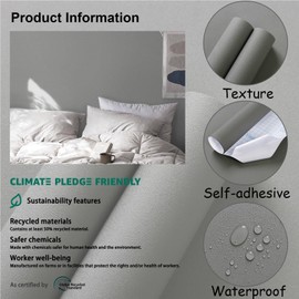 Heroad Peel and Stick Wallpaper Matte Light Gray Contact Paper for New Environmentally Friendly Materials Thickening Upgrade Increase Stomata Wallpaper for Countertops Bathroom Kitchen 17.7” x 118”