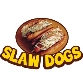 Slaw Dogs 12" Concession Decal Sign cart Trailer Stand Sticker Equipment