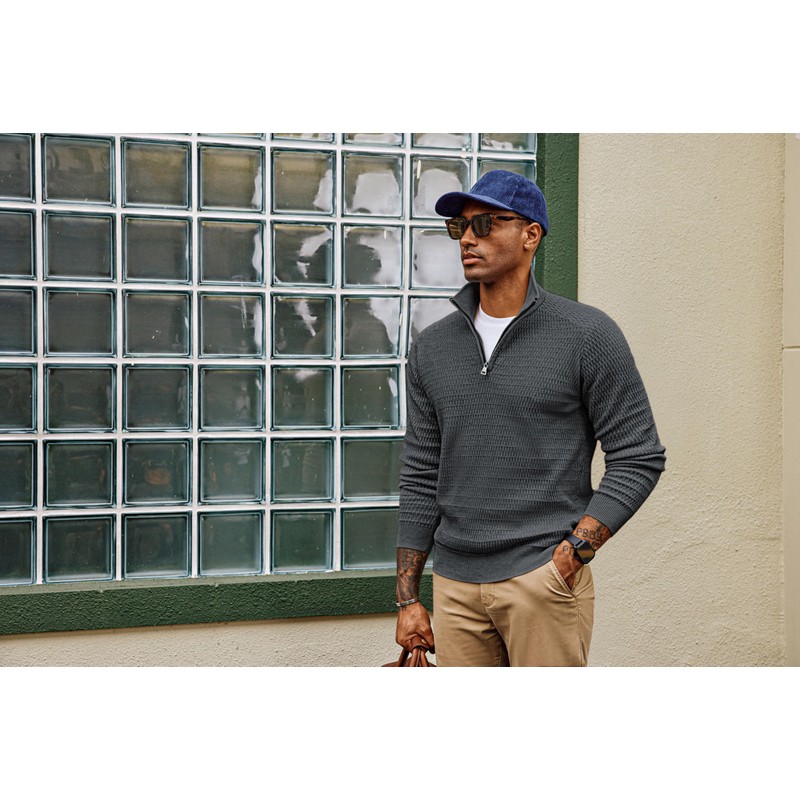 PJ PAUL JONES Men's Troyer Pullover with Zip Work Jumper