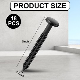 Blulu 18 Pcs 3 Inch Vinyl Shutter Fastener Window Panel Peg Lok Pin Pegs Screws Shutter Spikes Anchor (Black)