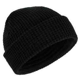 Kiiwah Beanie Hat Unisex Fishing Hat Beanie Warm Winter Hat Retro Trawler Beanie Short Knitted Hat Skull Cap Fisherman Beanie for Men and Women in Winter Autumn, black